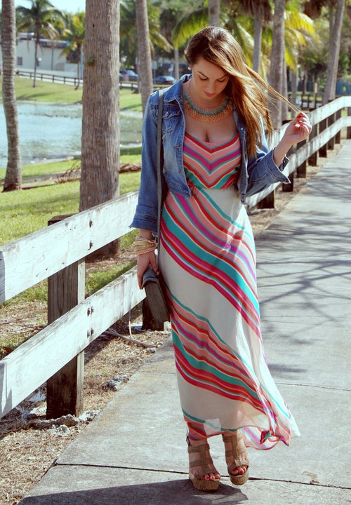 Chic Style Dress Paired Denim Jacket