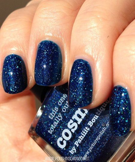 Glitter Blue nail arts