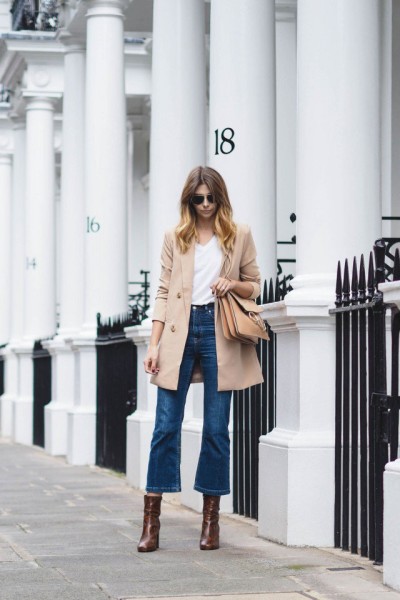Trench Coat with Flared Jeans