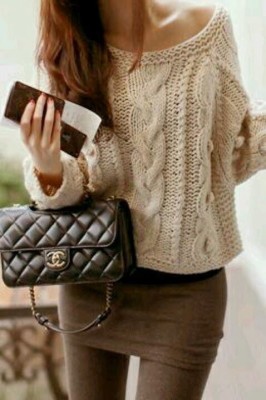 Perfect for fall lose collar cable net sweater fashion trend