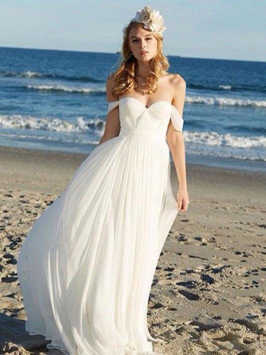 Simple Off Shoulder Beach Wedding Dresses