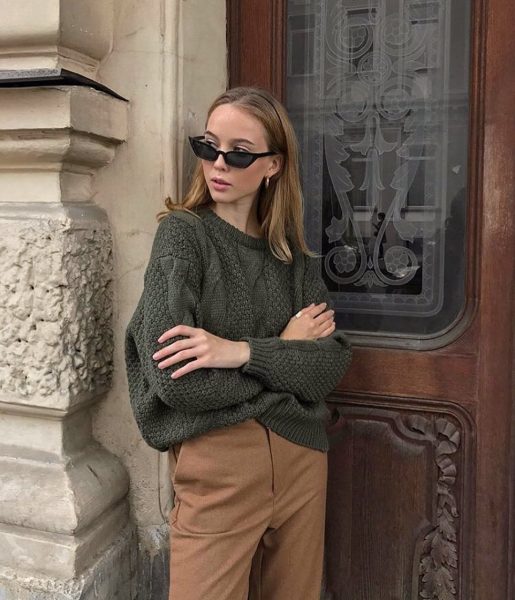 Earthy Tones Outfit With Basic Sweater Style Ideas – Ferbena.com
