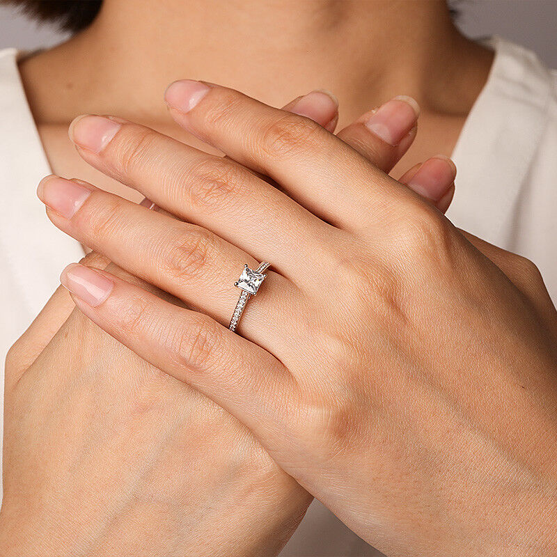 "Live Your Dreams" Asscher Cut Side Stone Engagement Ring