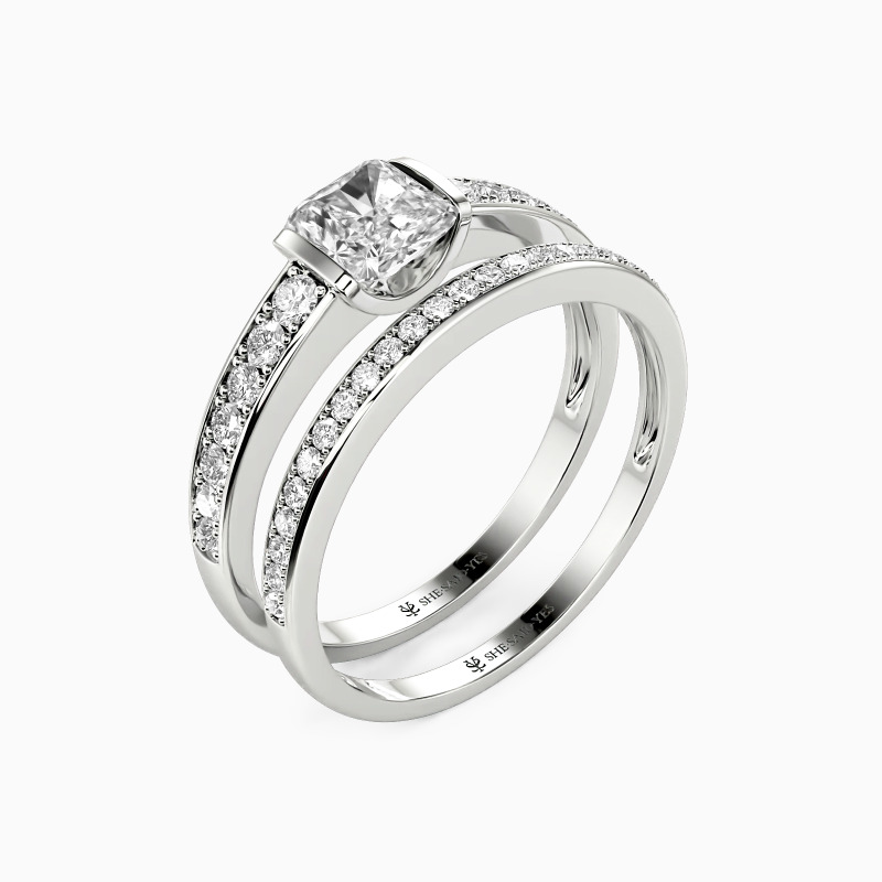 "The Long Milky Way" Princess Cut 2pcs Bridal Set