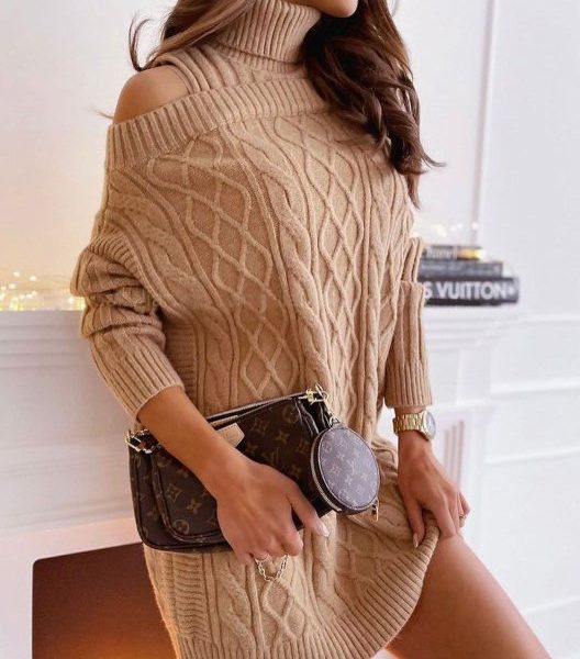Long Sleeve Cotton Shift Vintage Tunic Sweater Dress