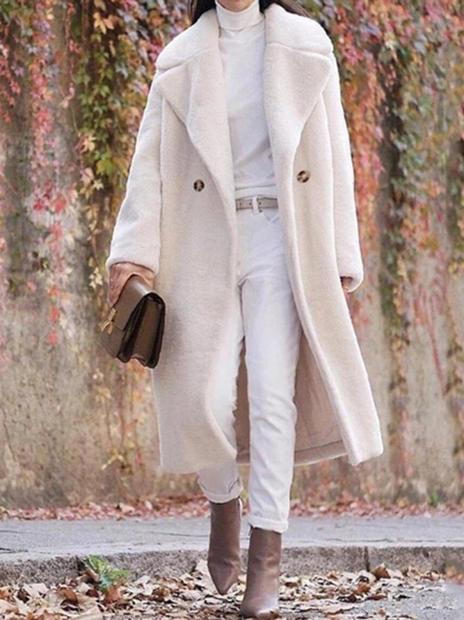 White Cashmere Long Sleeve Coat