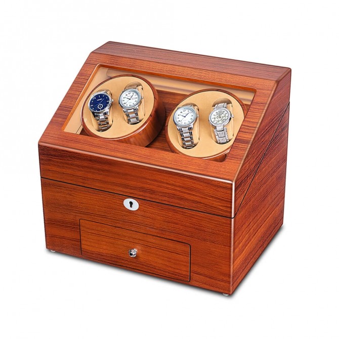Luxury Jqueen Wooden Quad Watch Winder Red