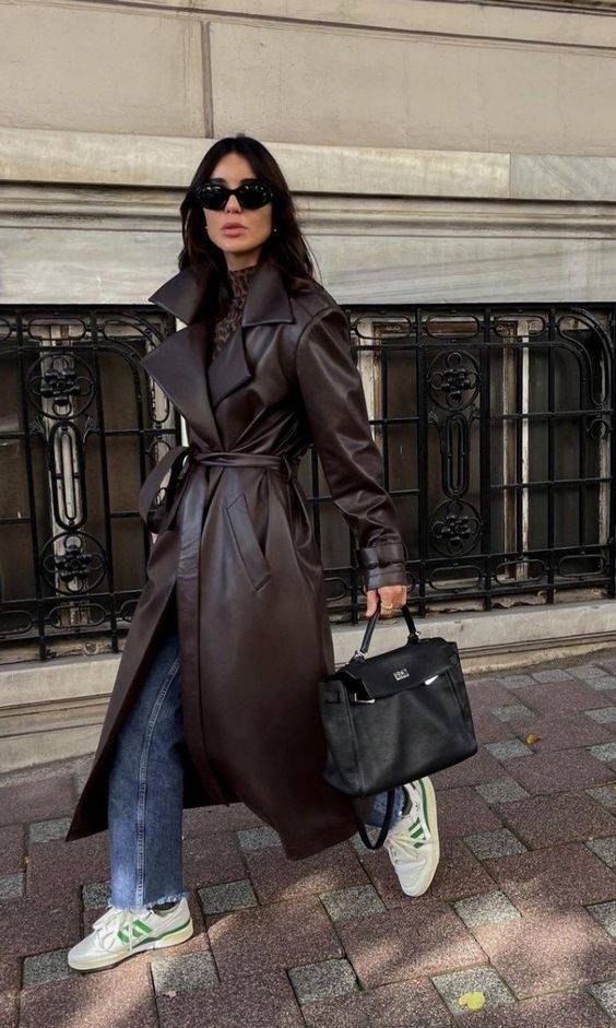 How To Style The Leather Coat Trend That People Are Wearing Now