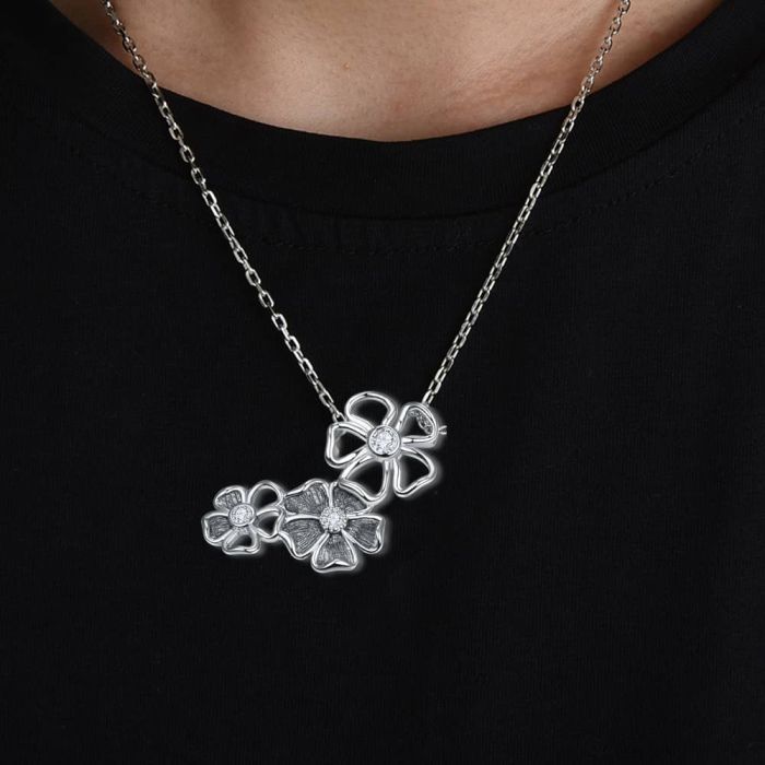 Flower Pendant Necklace 925 Sterling Silver