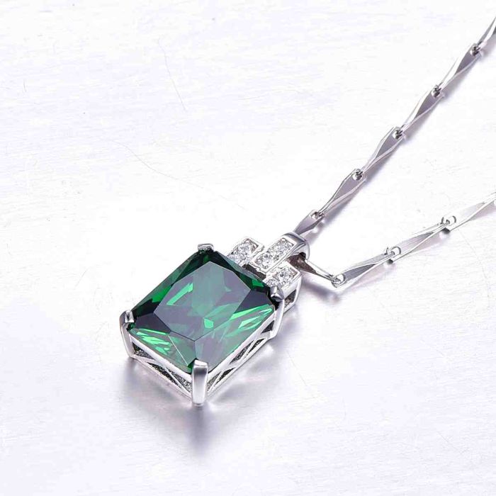 Pendant Necklace 925 Silver with Emerald