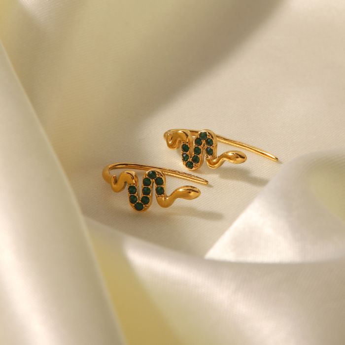Snake Diamond Piercing Thread Women's Stainless Steel Clip Earrings