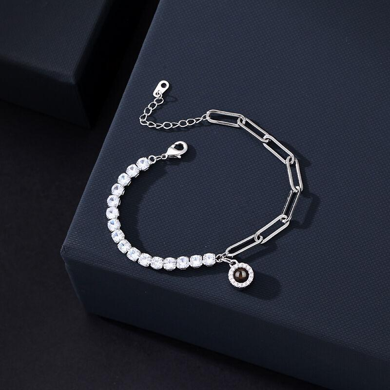 Personalized Projection Picture Bracelet Round Pendant With Diamonds Fashion Gift For Christmas